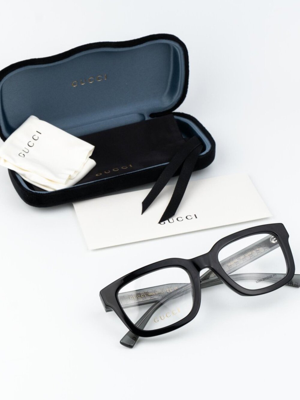 Gucci Men Eyeglasses Black Grey Square GG2071OL 001 NEW AUTHENTIC - Picture 8 of 10
